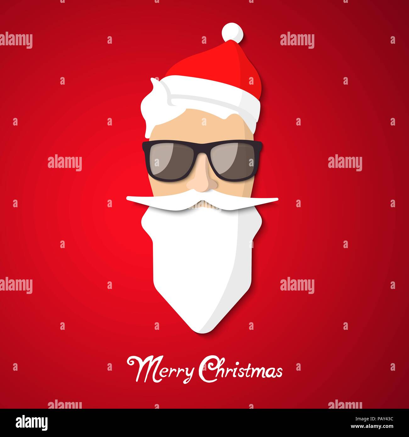 Hipster Santa Claus mit coolen Bart und Brille. Merry Christmas Card Design. Vector EPS 10. Stock Vektor