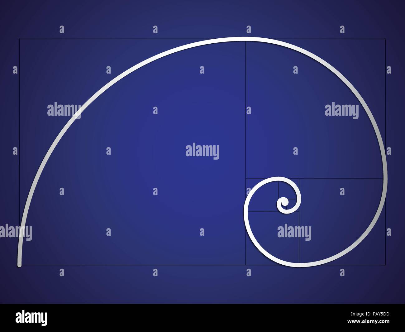 Die Fibonacci Spirale. Vector EPS 10. Stock Vektor