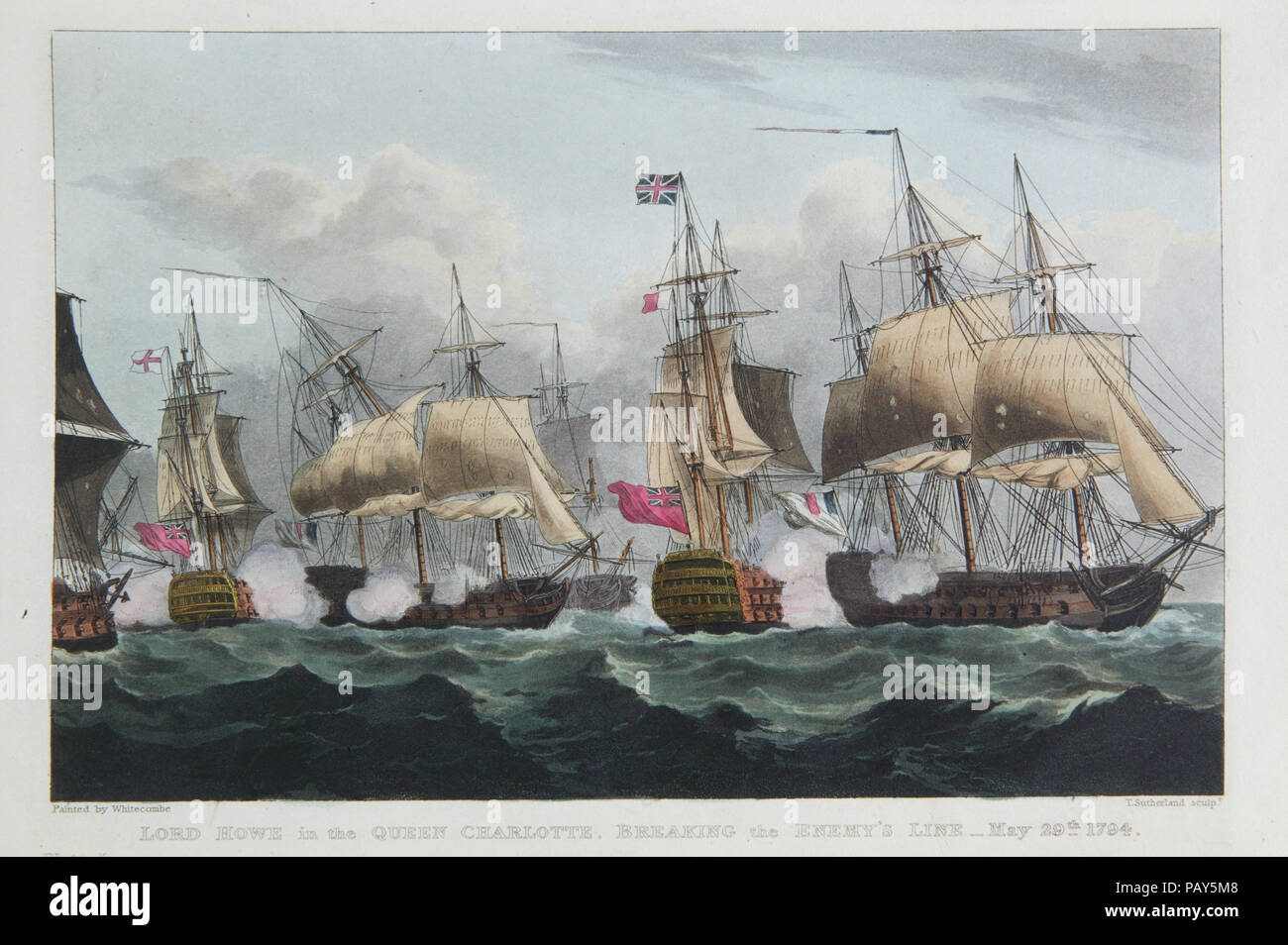 Lord Howe in der Queen Charlotte, bricht der feindlichen Linie, 29. Mai 1794 Stockfoto