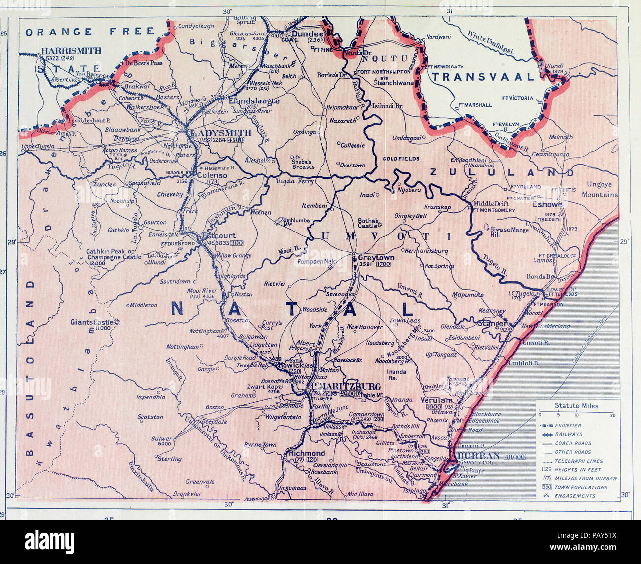 Karte von Natal. Aus Mit der Flagge nach Pretoria: Eine Geschichte der Burenkrieg von 1899-1900 / von H. W. Wilson Stockfoto