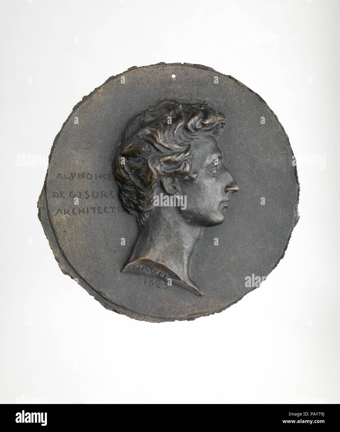 Alphonse de Gisors (1796-1866). Artist: Medaillenträger: Pierre Jean David d'Angers (Französisch, Angers 1788-1856 Paris). Kultur: Französisch. Abmessungen: Insgesamt (bestätigt, unregelmäßigen Durchmesser): 4 7/16 x 4 1/2 x 5/8 in. (11,3 × 11,5 × 1,6 cm). Datum: 1827. Pierre-Jean David d'Angers war die produktivste und eines der wichtigsten französischen Bildhauer der ersten Hälfte des neunzehnten Jahrhunderts. Während seiner fast 50-jährigen Karriere (1819-1856) David getreu seiner Überzeugung, dass skulpturale Denkmäler für die Errungenschaften der großen Männer und Frauen gewidmet Die meisten dauerhaft und anschaulich die große Express blieb Stockfoto