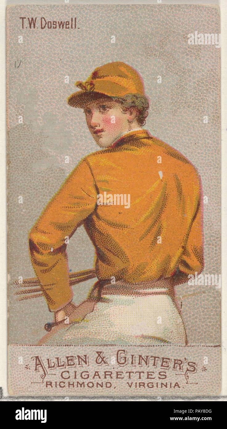 T.W. Doswell, aus der Racing Farben der World Series (N22b) für Allen & Ginter Zigaretten. Maße: Blatt: 2 3/4 x 1 1/2 in. (7 x 3,8 cm). Herausgeber: Allen&Ginter (Amerikanische, Richmond, Virginia). Datum: 1888. Handel Karten aus dem 'Racing Farben der Welt'-Reihe (N22b), im Jahre 1888 in einer Reihe von 50 ausgestellten Karten Allen&Ginter Marke Zigaretten zu fördern. Die Serie wurde in zwei Varianten veröffentlicht. N22a ist mit einem weißen Rand um den Umfang jeder Karte und N 22 b nicht. Museum: Metropolitan Museum of Art, New York, USA. Stockfoto