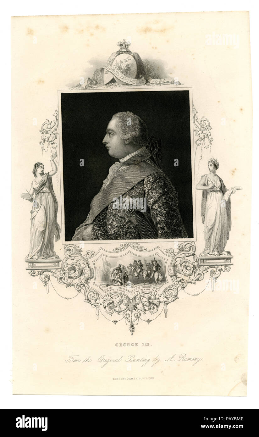 Portrait Gravur von König Georg III. Stockfoto
