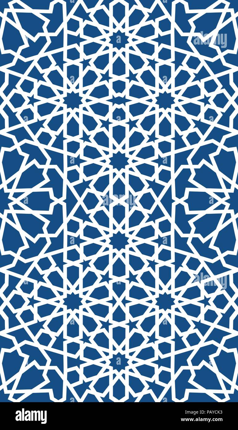 Blau islamischen Muster. Nahtlose arabische geometrische Muster, Osten ornament Ornament, indischen, persischen Motiv, 3 D. Endlose Textur kann für Tapeten verwendet werden, musterfüllungen, Webseite Hintergrund. Stock Vektor