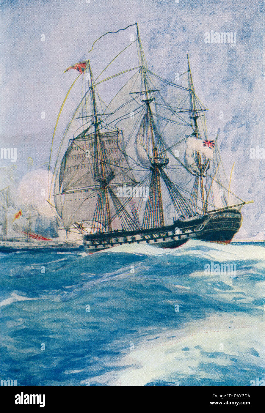 Ein Mann-o-Krieg im Nelson's Tag. Aus dem Buch von Schiffen, veröffentlicht C 1920. Stockfoto