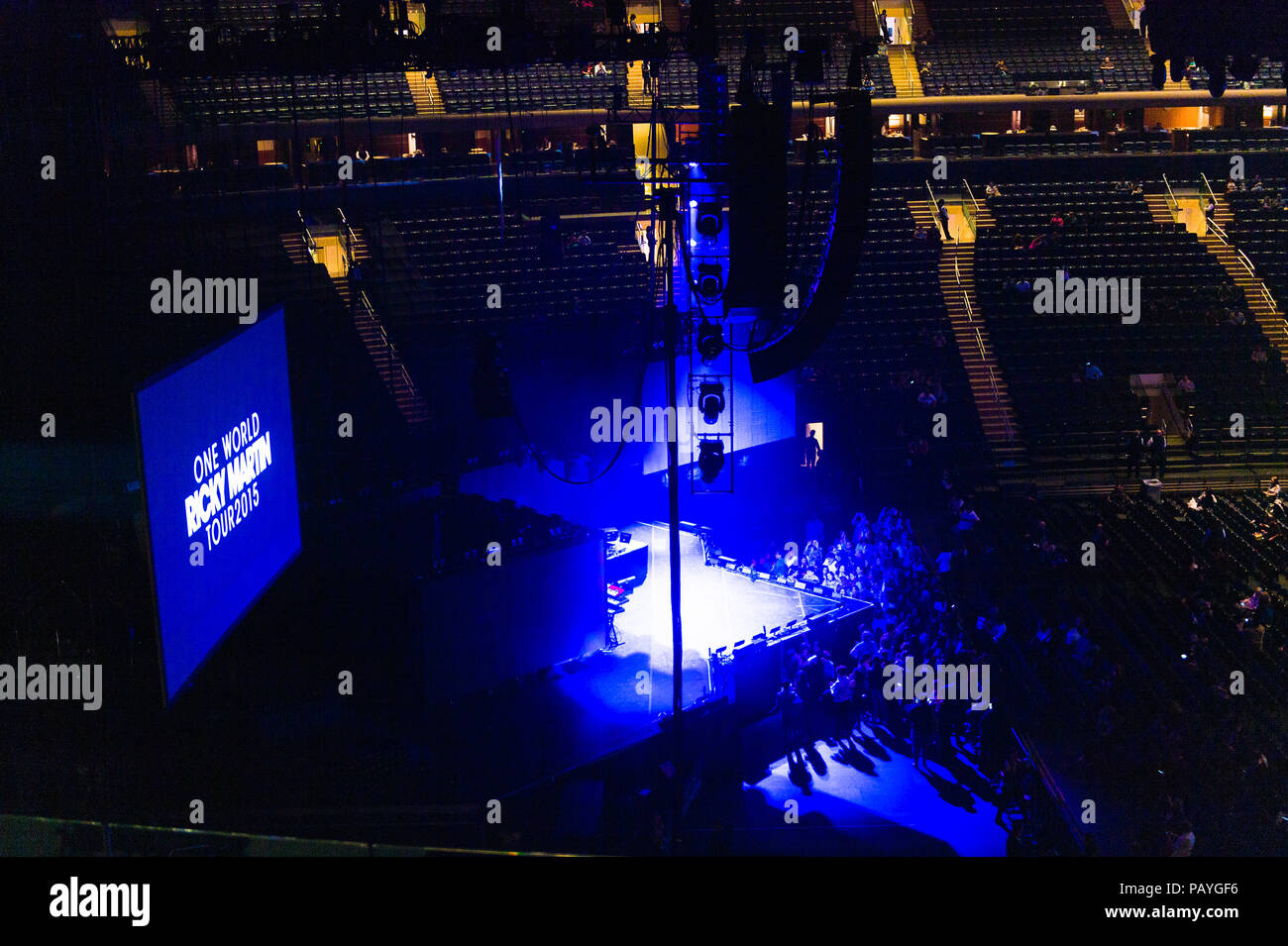 NEW YORK, USA - Okt 8, 2015: Madison Square Garden, New York City. MSG ist die Arena für Basketball, Eishockey, Pro Wrestling, Konzerte und Boxen. Stockfoto