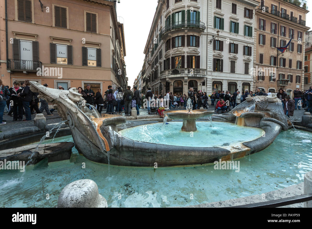 Barcaccia Brunnen. Piazza di Spagna, Rom, Latium Region, Italien, Europa Stockfoto