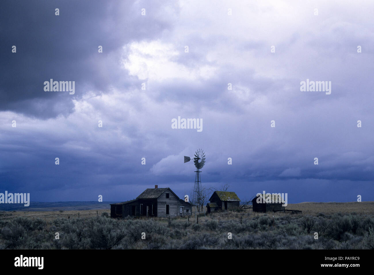 Verlassene Ranch, Reise durch die Zeit National Scenic Byway, Sherman County, Oregon Stockfoto