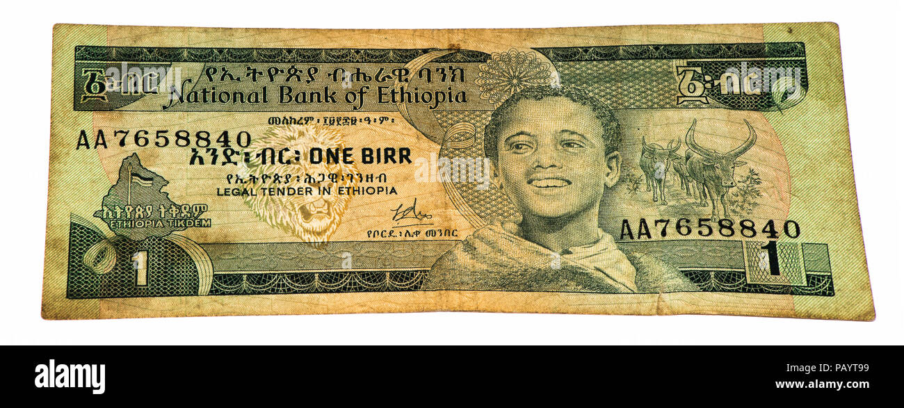 1 Äthiopische Birr Bank Note. Birr ist die nationale Währung der Äthiopien Stockfoto