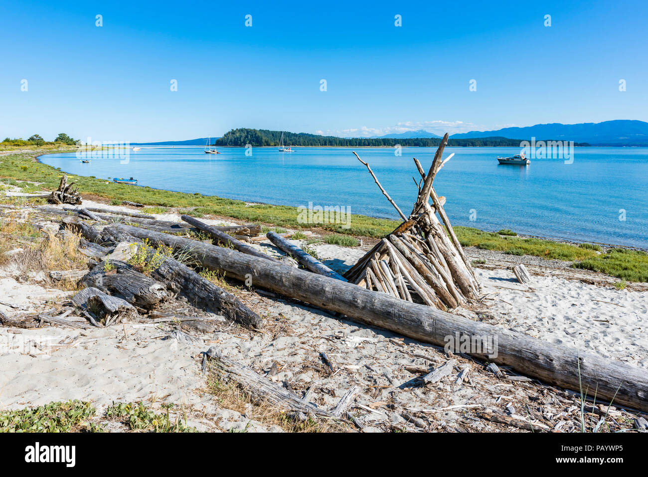 Jáji 7 em und Kw' ulh Marine Provincial Park, aka Sandy Island Marine Provincial Park, British Columbia, Kanada. Stockfoto