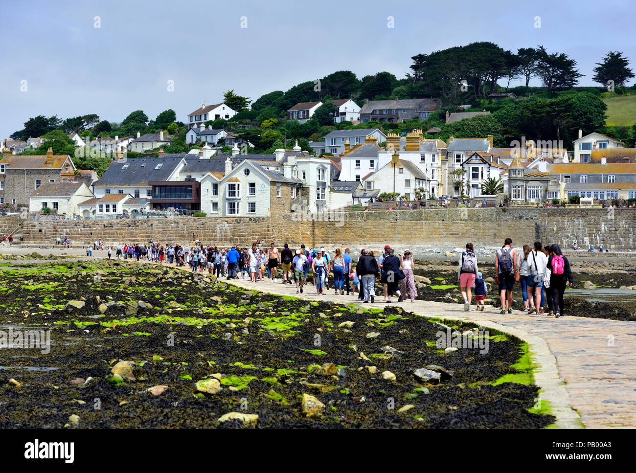 St Michael's Mount Causeway, St Michael's Mount, Karrek Loos yn Koos, Marazion, Cornwall, England, Großbritannien Stockfoto