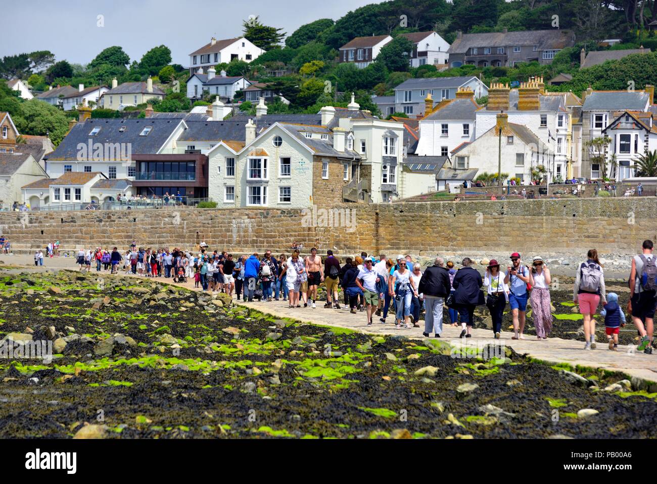 St Michael's Mount Causeway, St Michael's Mount, Karrek Loos yn Koos, Marazion, Cornwall, England, Großbritannien Stockfoto