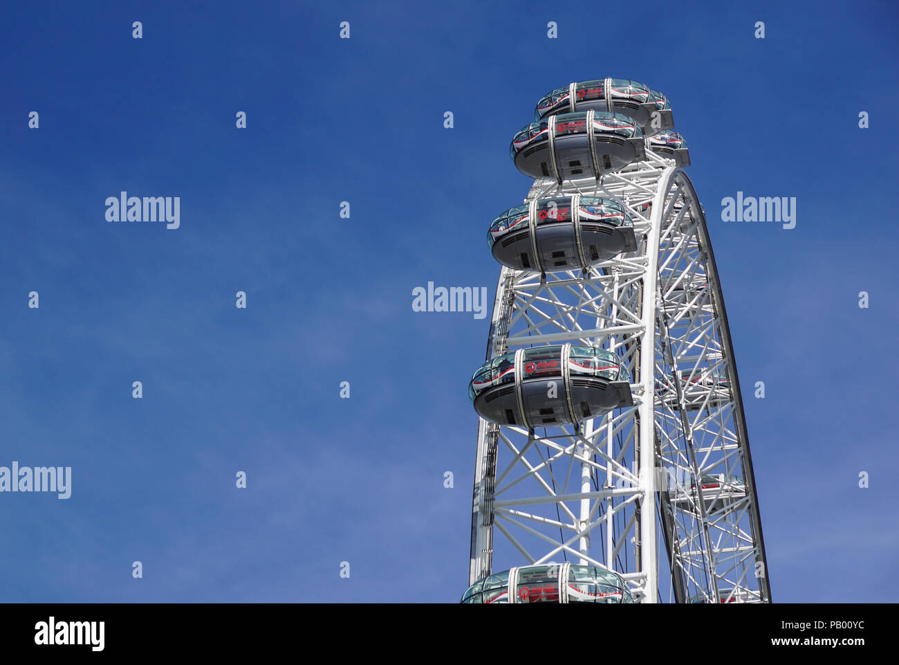 LONDON, Vereinigtes Königreich - Mai 6: Detail des London Eye auf 6. Mai 2011 in London, Vereinigtes Königreich. London Eye ist das größte Riesenrad Europas auf 135 Meter Stockfoto