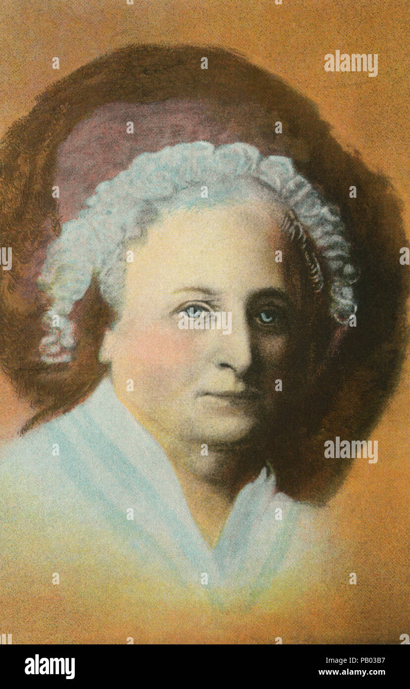 Martha Washington (1731-1802), Ehefrau des ersten US-Präsidenten George Washington, Kopf und Schultern Portrait, Gemälde von Gilbert Stuart, 1796 Stockfoto
