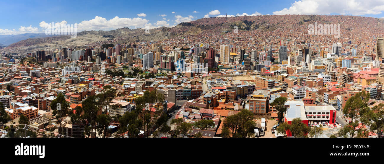 La Paz von oben Stockfoto