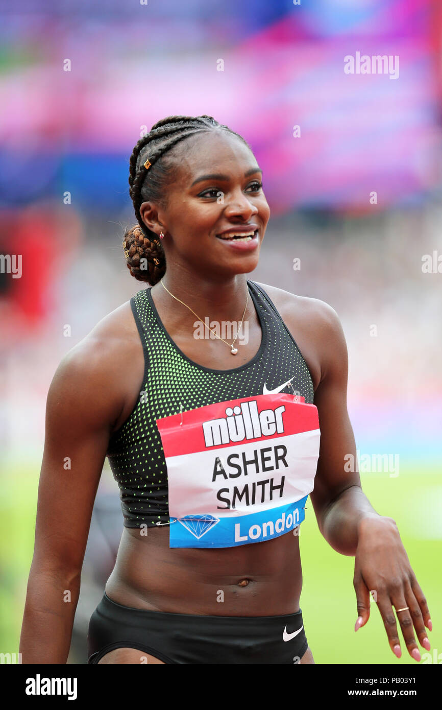 Dina ASHER - Smith (Großbritannien), nachdem er in den Frauen 200 m-Finale bei den 2018, IAAF Diamond League, Jubiläum Spiele, Queen Elizabeth Olympic Park, Stratford, London, UK. Stockfoto
