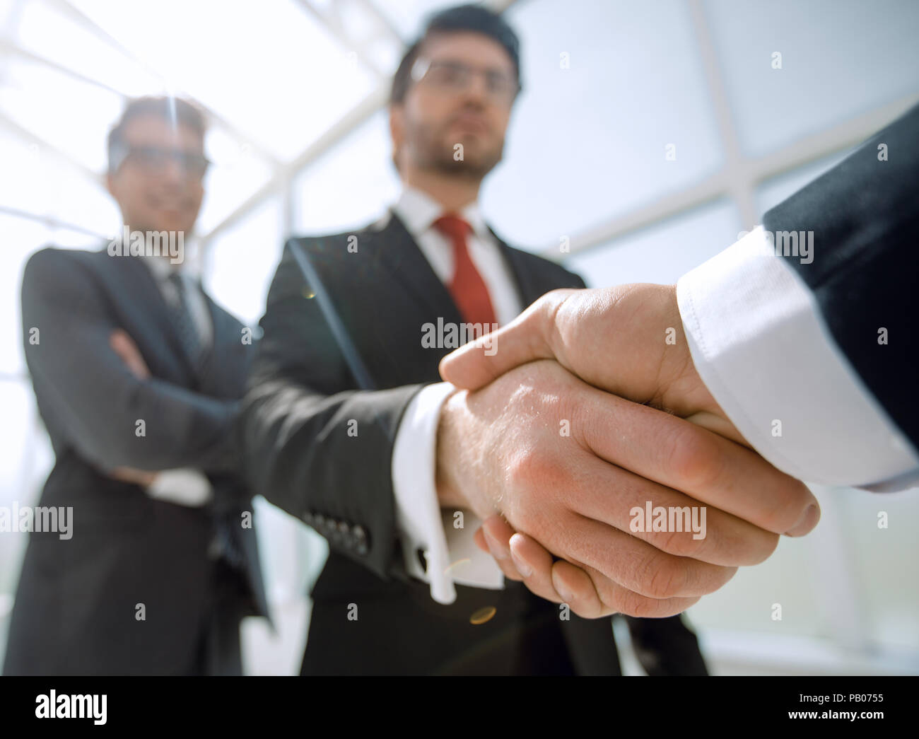 Geschäft Hintergrund. business Handshake Stockfoto