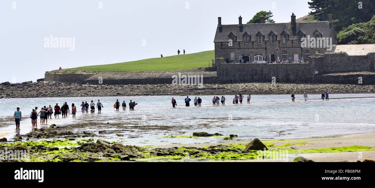 St Michael's Mount Causeway, St Michael's Mount, Karrek Loos yn Koos, Marazion, Cornwall, England, Großbritannien Stockfoto