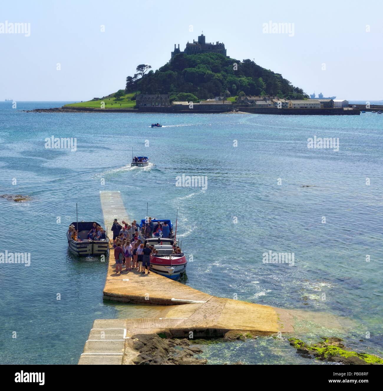 St Michael's Mount Causeway, St Michael's Mount, Karrek Loos yn Koos, Marazion, Cornwall, England, Großbritannien Stockfoto