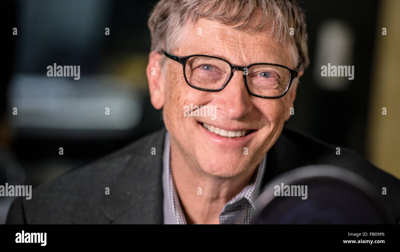 Bill Gates auf Wüste Insel Discs Stockfoto