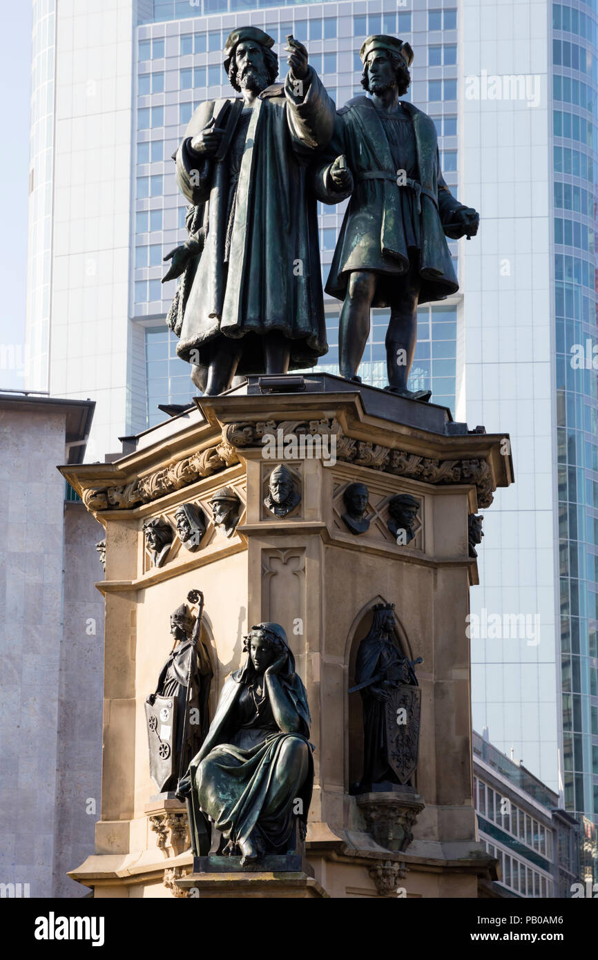 Johannes-Gutenberg-Denkmal, Roßmarkt, Frankfurt am Main, Hessen, Deutschland, Europa Stockfoto