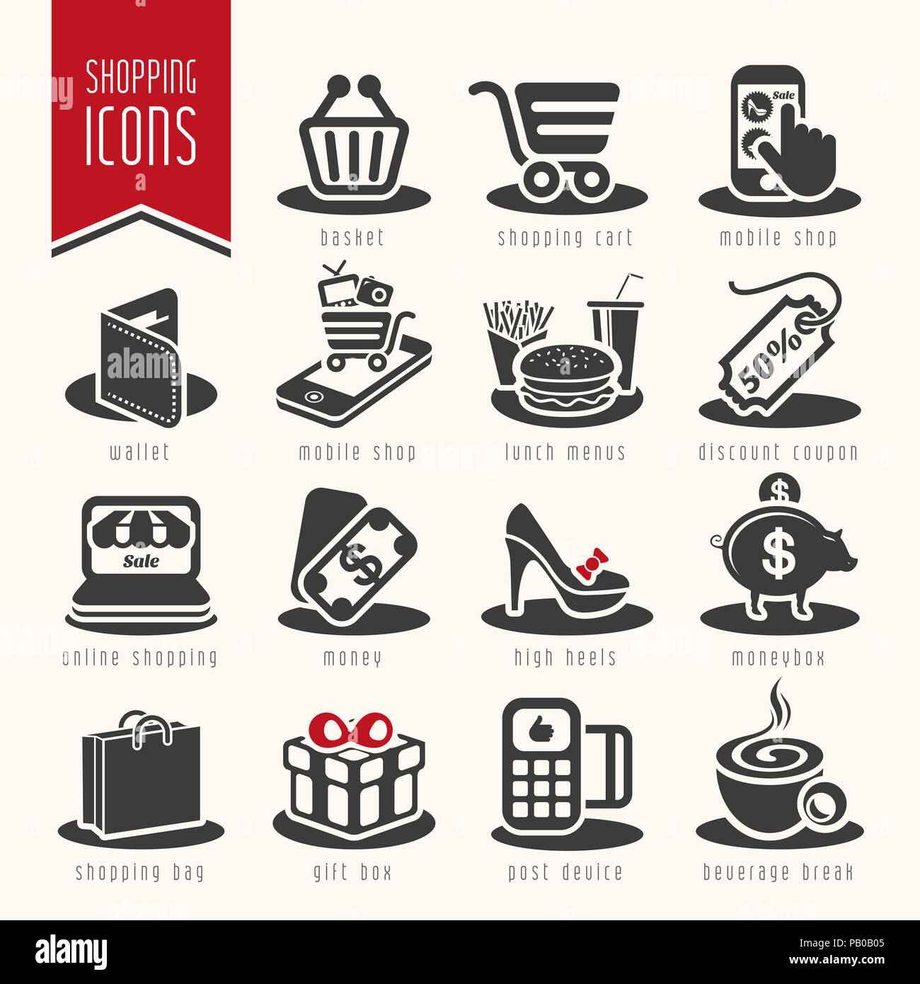 Warenkorb-Icon-set Stockfoto