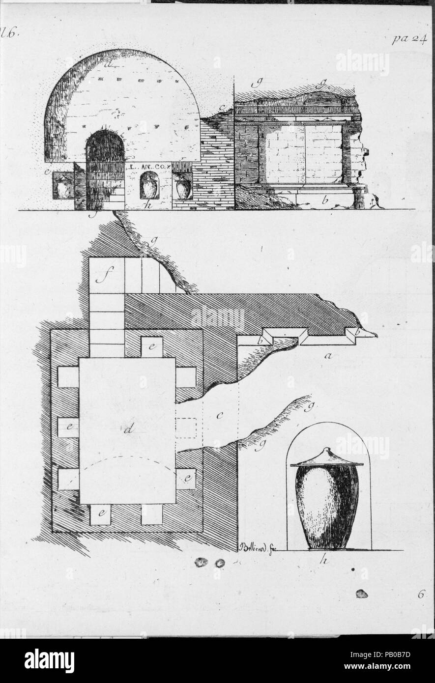 Bemerkungen sur les Antiquités de la Ville d'Herculanum avec quelques Reflexionen sur la Peinture & la Skulptur des Anciens & une courte Beschreibung de quelques Antiquités de Umgebung de Neapel. Künstler: Charles Nicolas II Cochin (Französisch, Paris 1715-1790 Paris); Jérôme Charles Bellicard (Französisch, Paris 1726-1786 Paris). Abmessungen: Insgesamt: 6 5/8 x 4 1/8 x 13/16 in. (16,8 x 10,5 x 2 cm). Erschienen in: Paris. Herausgeber: von Charles Antoine Jombert (Französisch, 1712-1784), Paris veröffentlicht. Datum: 1754. Museum: Metropolitan Museum of Art, New York, USA. Stockfoto
