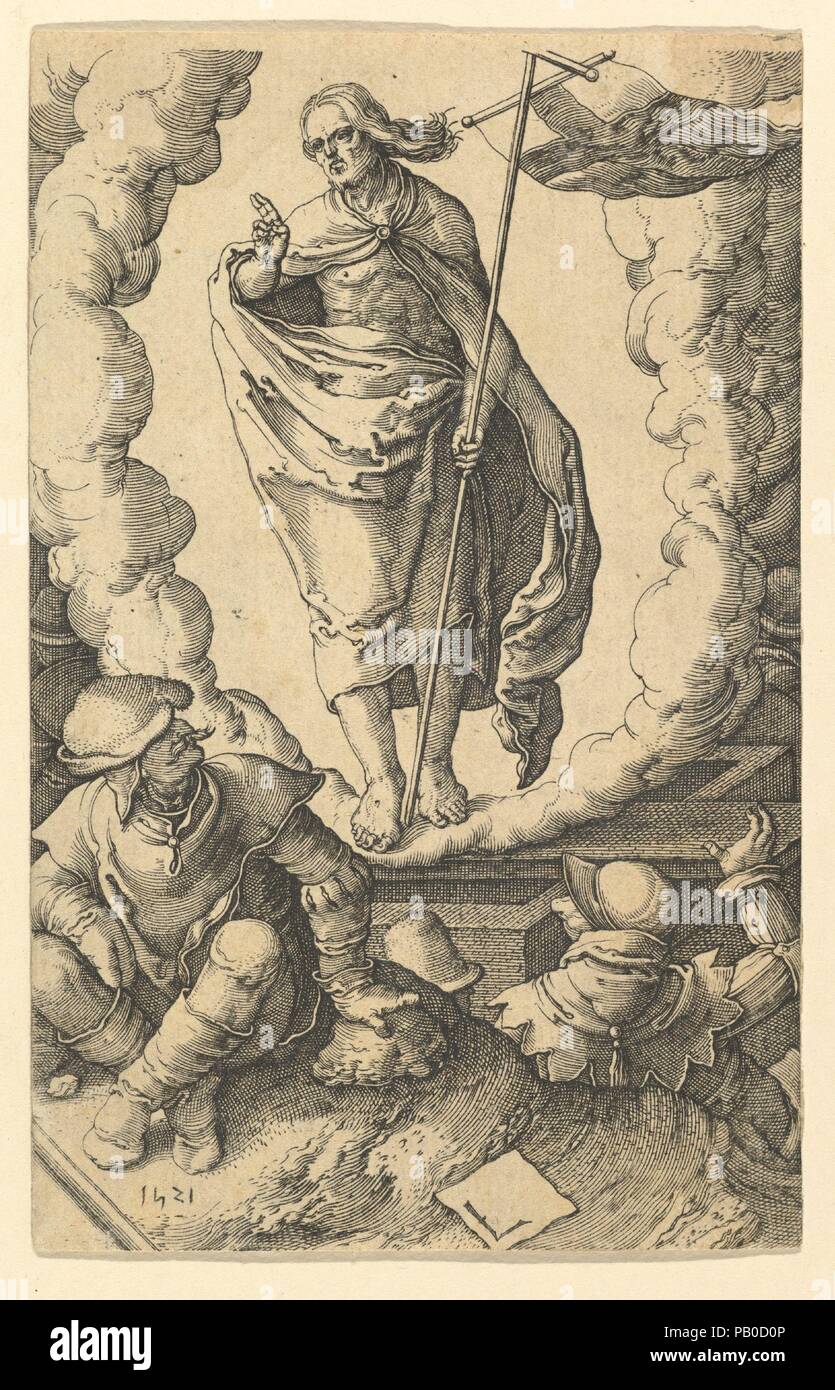 Die Auferstehung (Kopie). Artist: Jan Muller (Niederländischen, Amsterdam 1571-1628 Amsterdam); nach Lucas van Leyden (Niederländischen, Leiden kann. 1494-1533 Leiden). Maße: Blatt: 4 5/8 x 2 7/8 in. (11,7 x 7,3 cm). Datum: n. d.. Museum: Metropolitan Museum of Art, New York, USA. Stockfoto