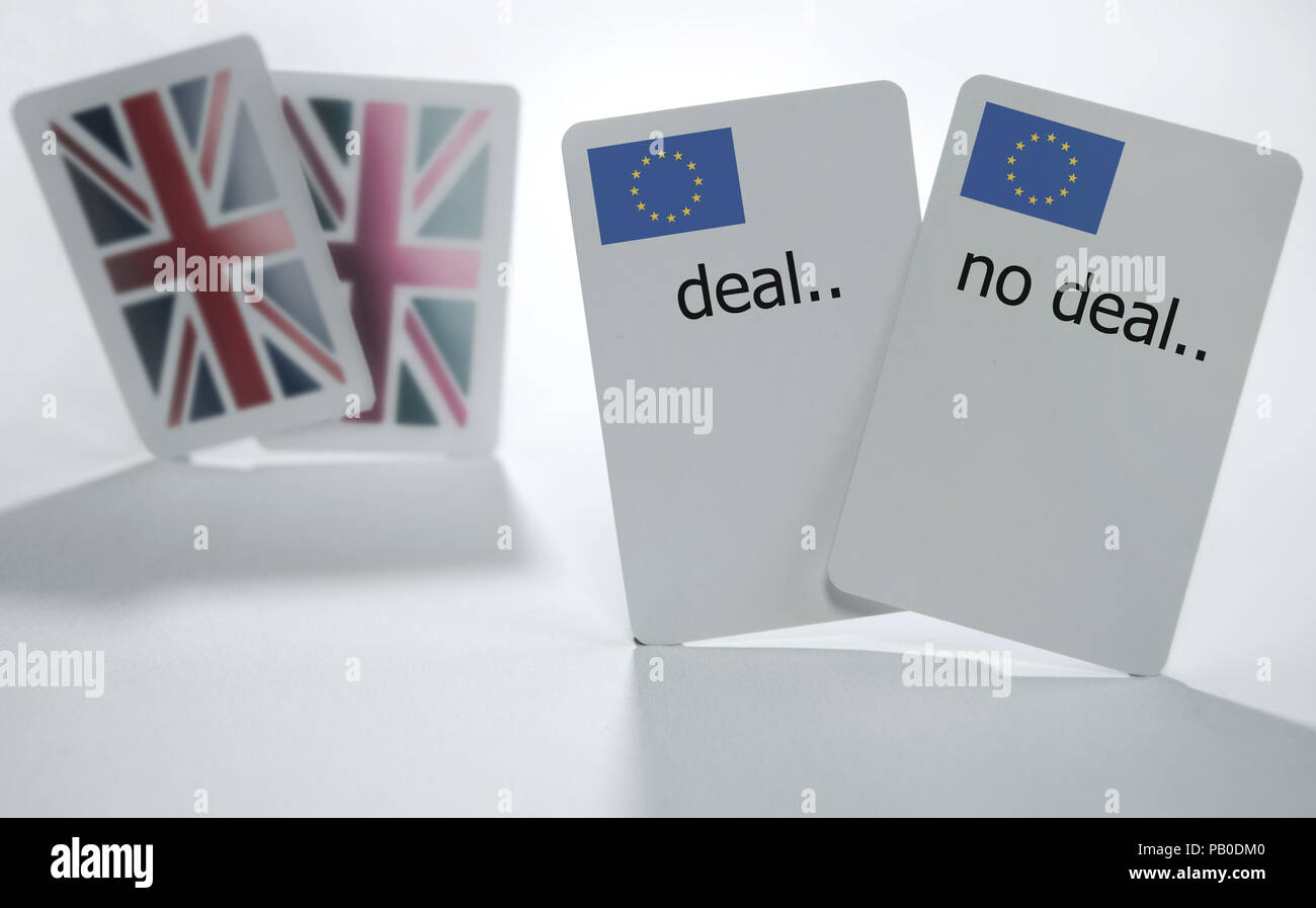 Britische und Europäische Karten beschäftigen und kein Deal Karten Stockfoto