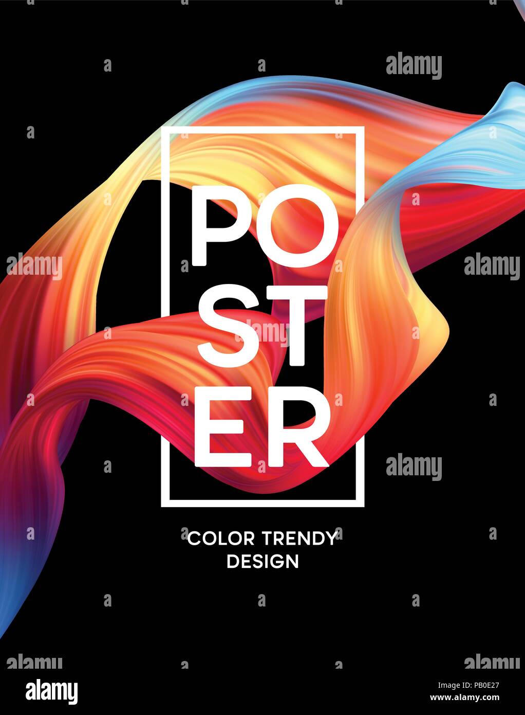 Modernes, farbenfrohes flow Poster. Wave flüssige Form in blauer Farbe Hintergrund. Art Design für Ihr Projekt. Vector Illustration Stock Vektor
