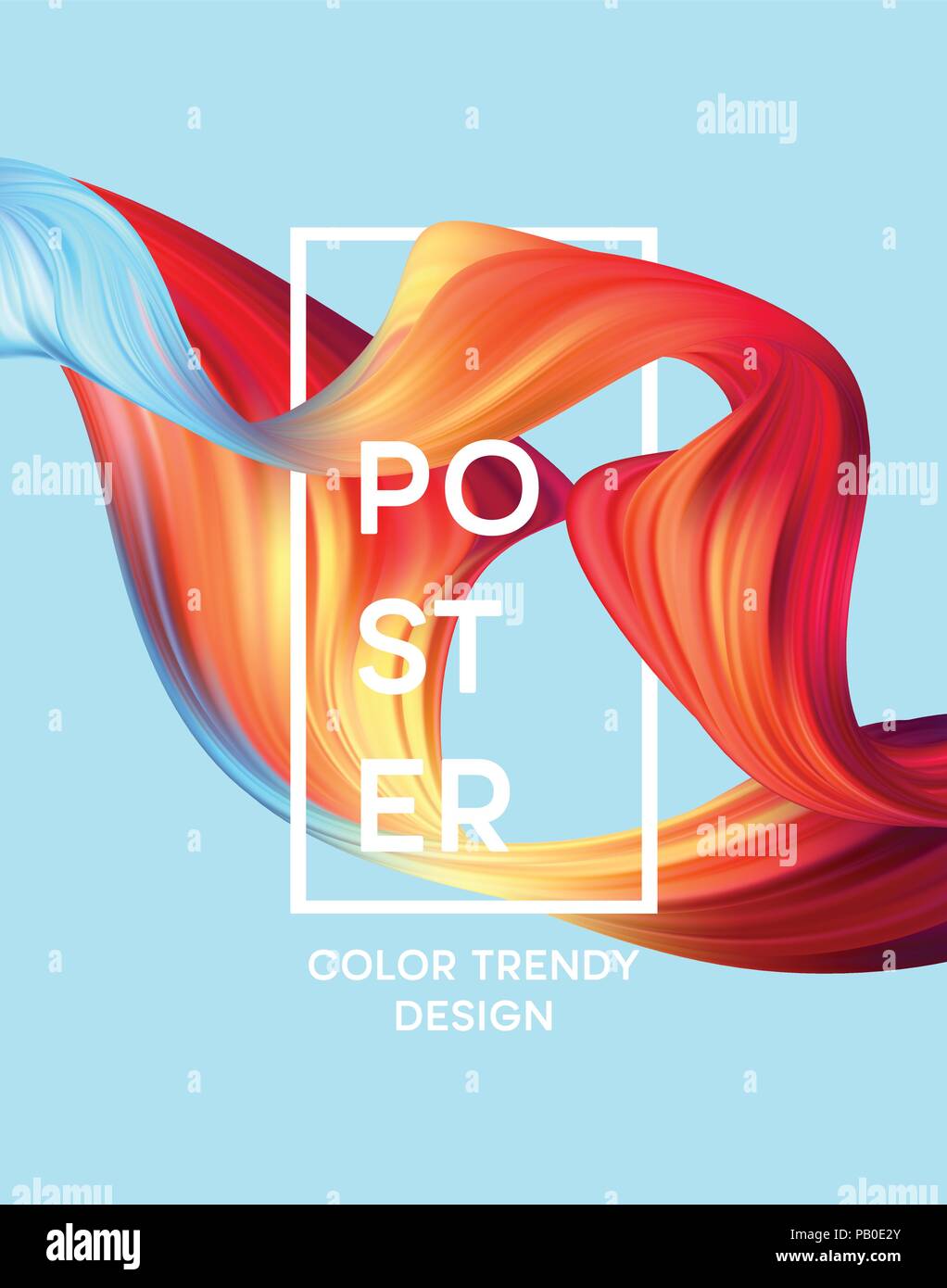Modernes, farbenfrohes flow Poster. Wave flüssige Form in blauer Farbe Hintergrund. Art Design für Ihr Projekt. Vector Illustration Stock Vektor