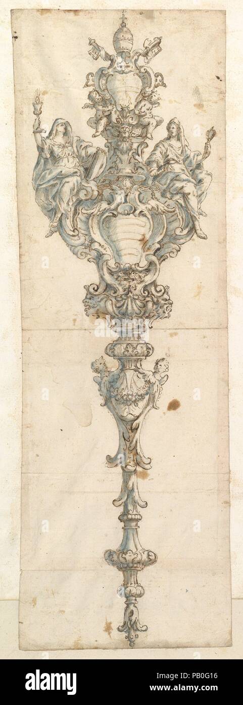 Design für eine Keule. Artist: Giovanni Giardini (Italienisch, Forlì 1646-1722 Rom). Abmessungen: Insgesamt: 24 7/16 x 18 9/16 in. (62,1 x 47,1 cm) Bild: 21 3/4 x 7 5/16 in. (55,2 x 18,5 cm). Datum: 1646-1722. Museum: Metropolitan Museum of Art, New York, USA. Stockfoto