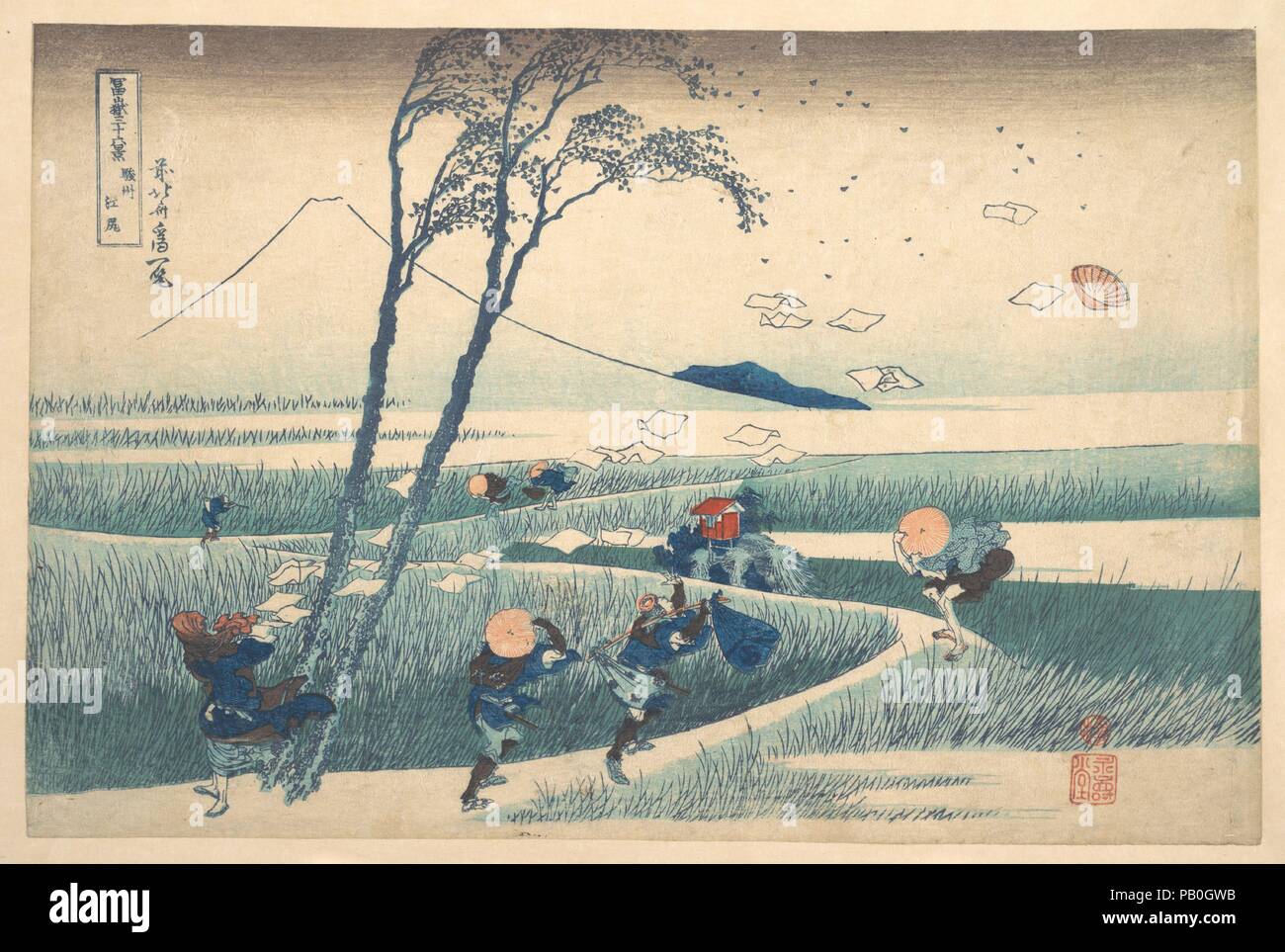 In ejiri Suruga Provinz (Sunshu Ejiri), aus der Serie 36 Ansichten des Berges Fuji (Fugaku sanjurokkei). Künstler: Katsushika Hokusai (Japanisch, Tokyo (EDO) 1760-1849 Tokyo (EDO)). Kultur: Japan. Abmessungen: 9 5/8 x 14 3/4 in. (24,4 x 37,5 cm). Datum: Ca. 1830-32. Artwork auch als: 36 ANSICHTEN DES FUJI" bekannt ist. Museum: Metropolitan Museum of Art, New York, USA. Stockfoto