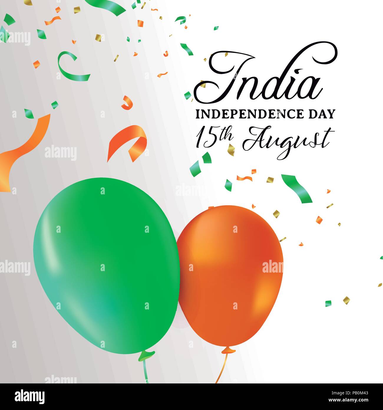 Unabhängigkeit Indiens Tag Grußkarte Abbildung. Farbe der Flagge Ballons und Konfetti für besondere 15. August indische Feier. EPS 10 Vektor. Stock Vektor