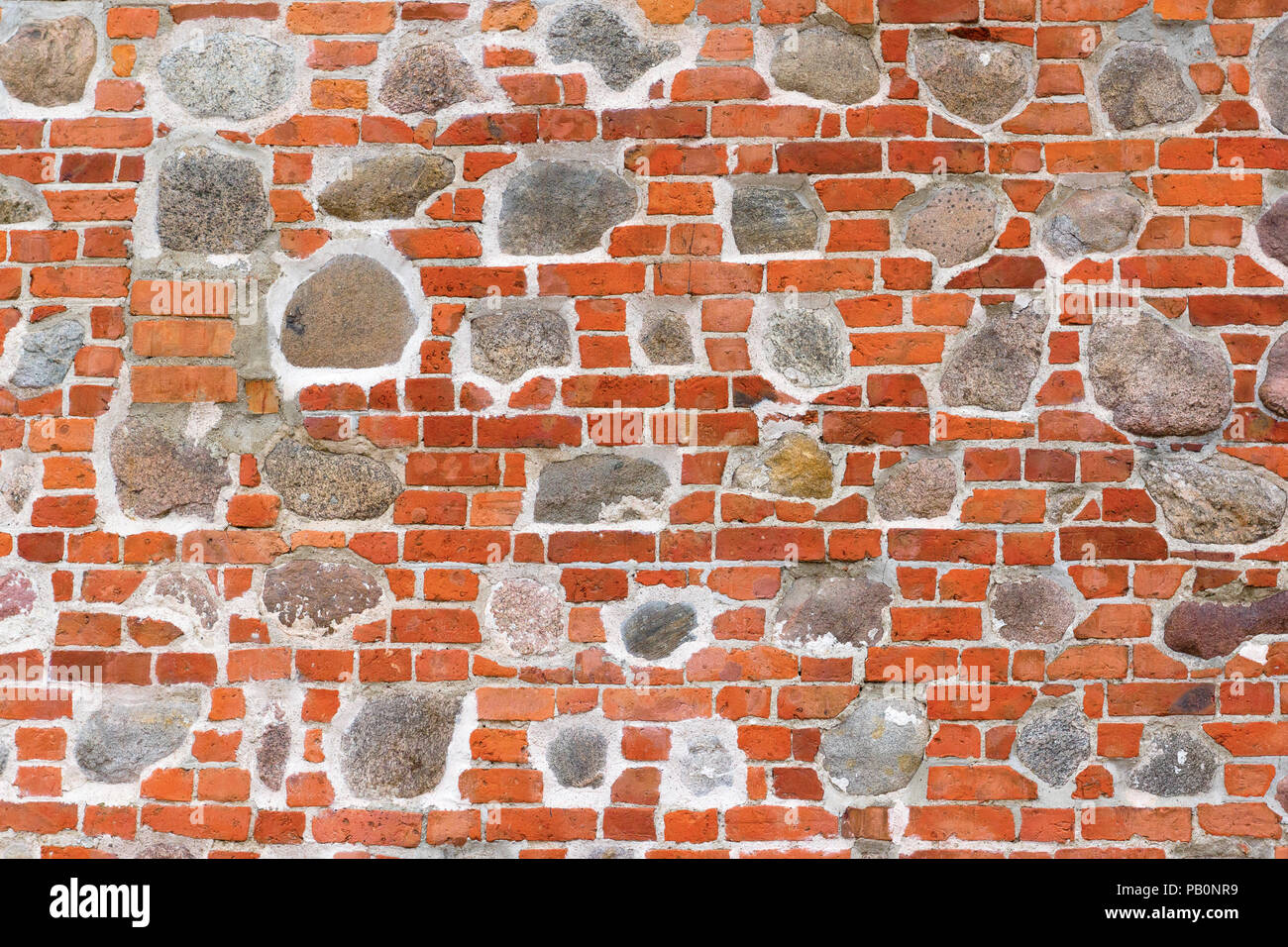 Textur einer Wand mit Ziegel durch ein zementleim gefüttert Stockfoto