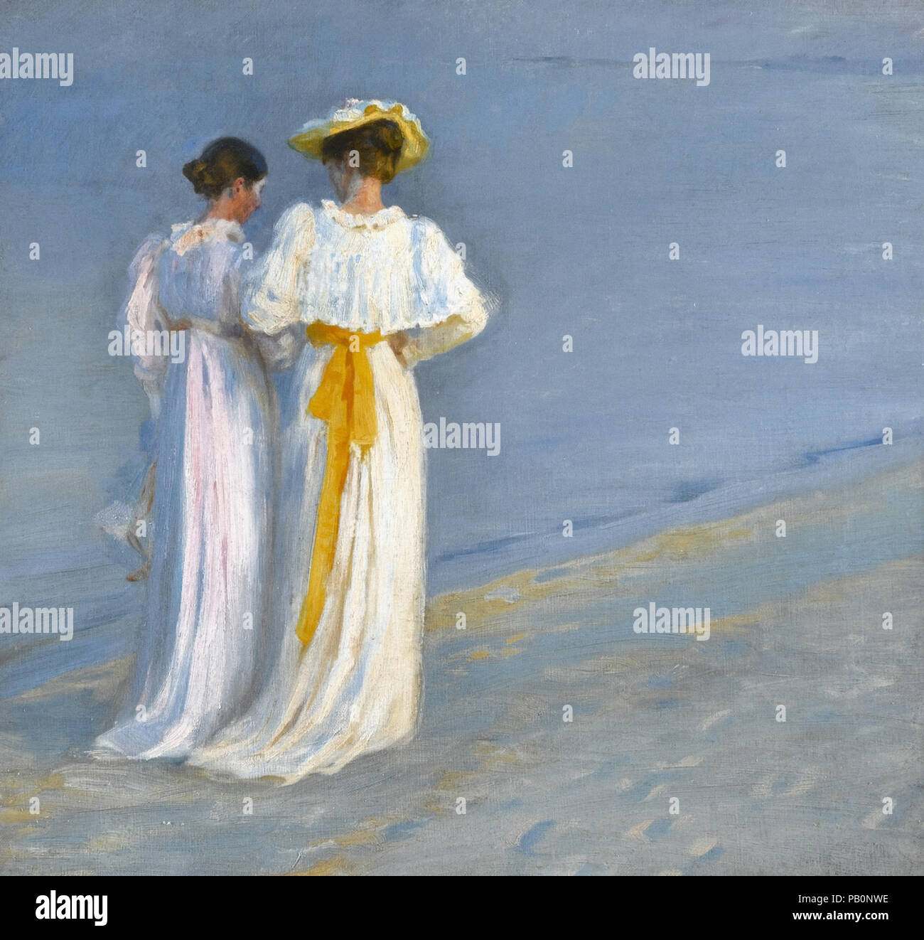 Kroyer Peder Severin - Anna Ancher und Marie Kroyer am Strand von Skagen Stockfoto