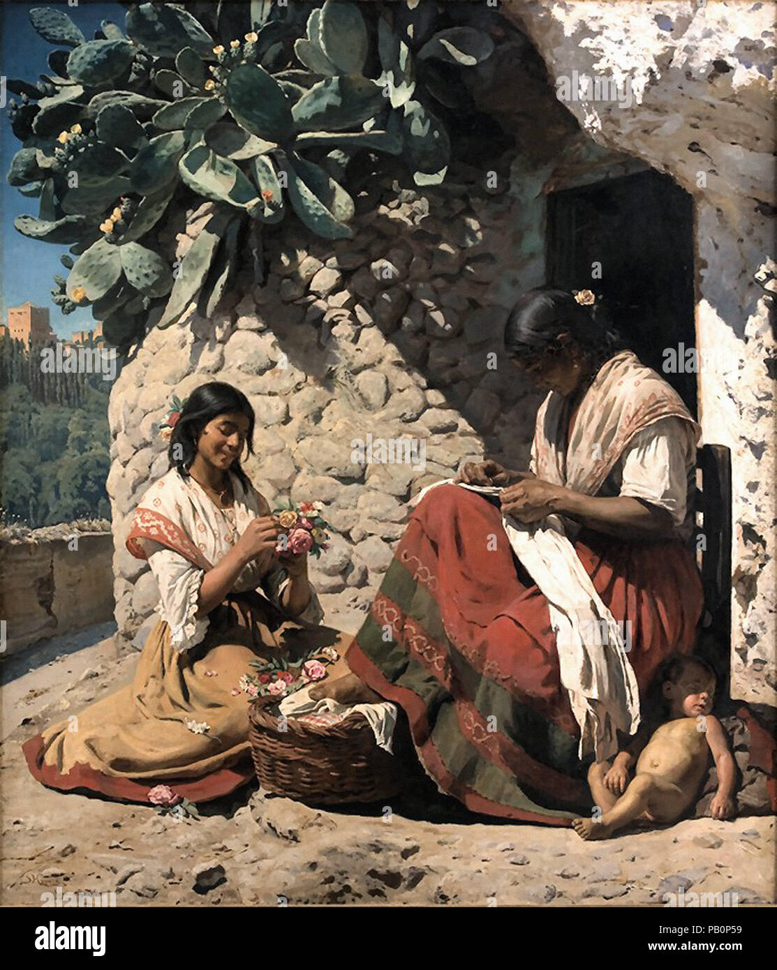 Kroyer Peder Severin - Zwei Gypsy Frauen außerhalb Ihrer Heimat (Sondagmorgen Udenfor En Gitanobolig ich Granada) Stockfoto