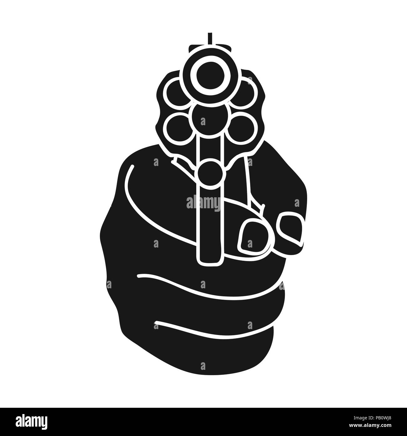 Regie gun Symbol in schwarz auf weißem Hintergrund. Kriminalität symbol Vektor Illustration. Stock Vektor