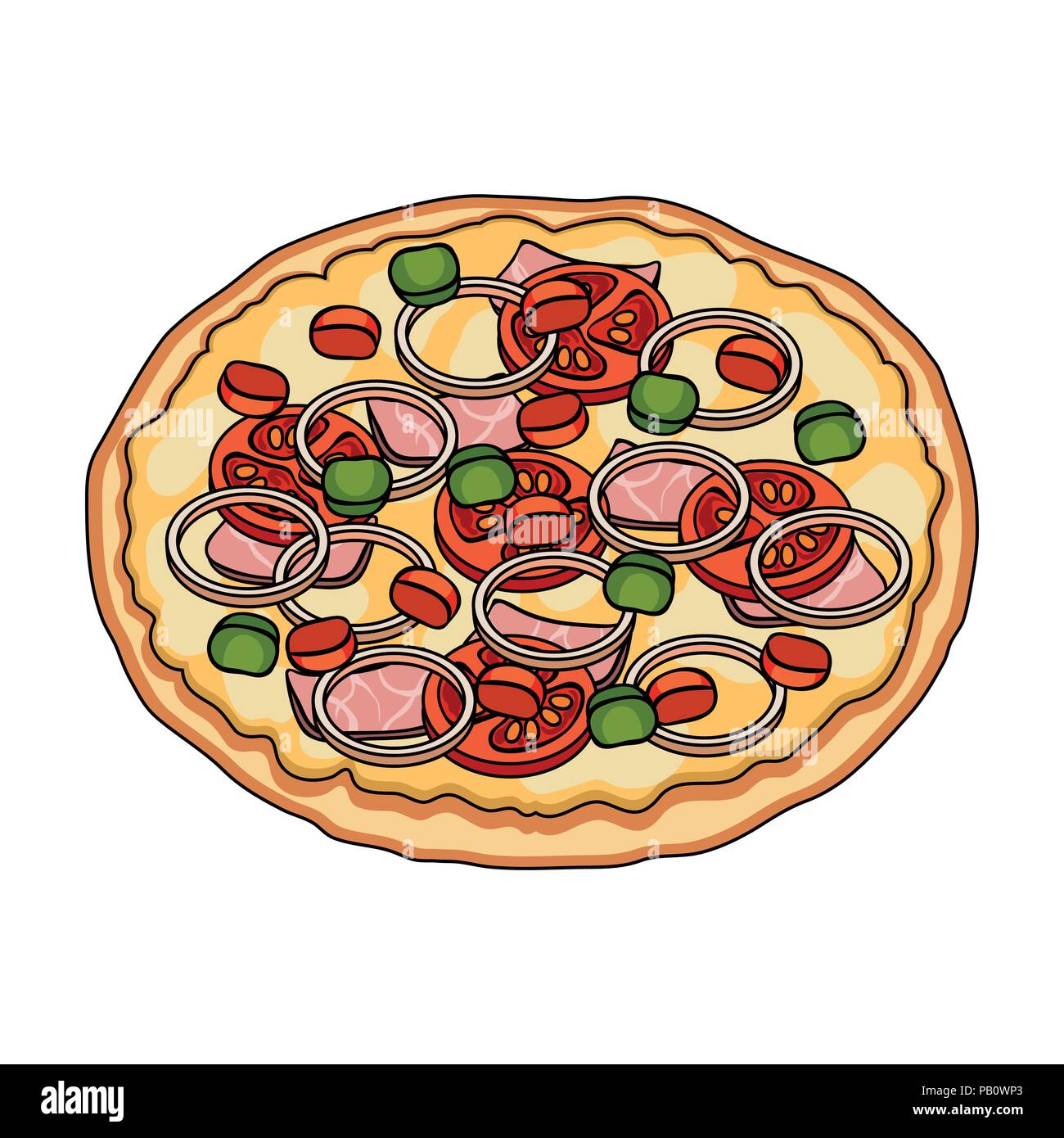 Pizza Mit Fleisch Kase Und Anderen Fullen Verschiedene Pizza Einzelnen Symbol Im Comic Stil Vektor Symbol Lieferbar Abbildung Stock Vektorgrafik Alamy