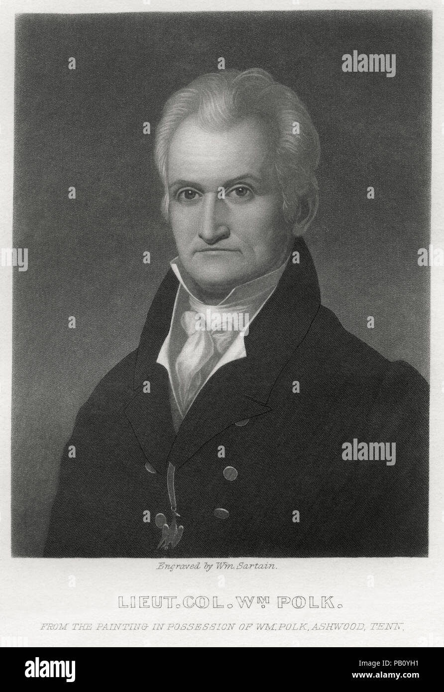 Lieutenant Colonel William Polk (1758-1834), Bankier, pädagogische Administrator, politische Führer, und renommierten Continental Offizier im Krieg für die amerikanische Unabhängigkeit, Abbildung kann vom Original Gemälde in den Besitz von William Polk, Eschenholz, Tennessee Stockfoto