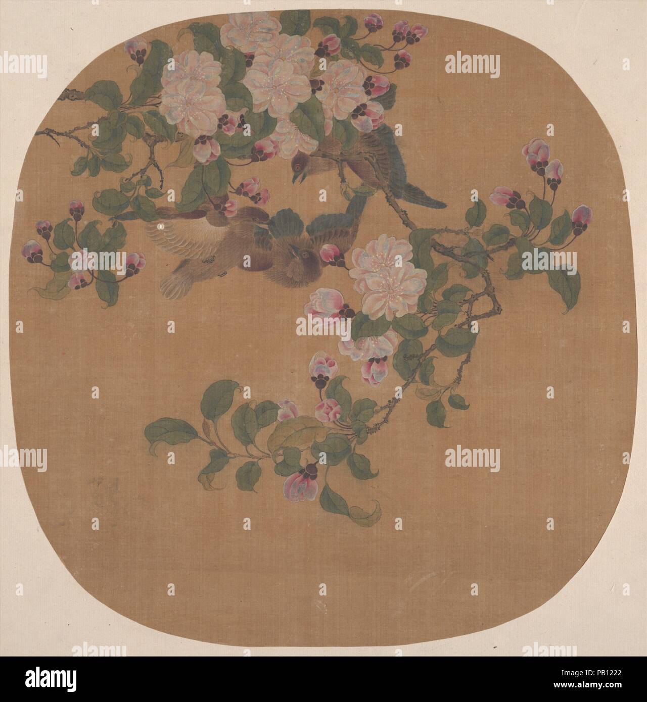 Blumen und Vögel. Artist: Unbekannter Künstler. Kultur: China. Abmessungen: 10 3/4 x 10 5/8 in. (27,3 x 27,0 cm). Museum: Metropolitan Museum of Art, New York, USA. Stockfoto