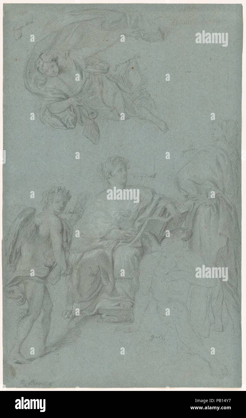 Der Triumph der Geschichte über die Zeit. Artist: Anton Raphael Mengs (Deutsch, Ústi nad Labem (Aussig) 1728-1779 Rom). Maße: Blatt: 18 13/16 x 11 13/16-in. (47,8 × 30 cm). Datum: 1771-1775 (?). Museum: Metropolitan Museum of Art, New York, USA. Stockfoto