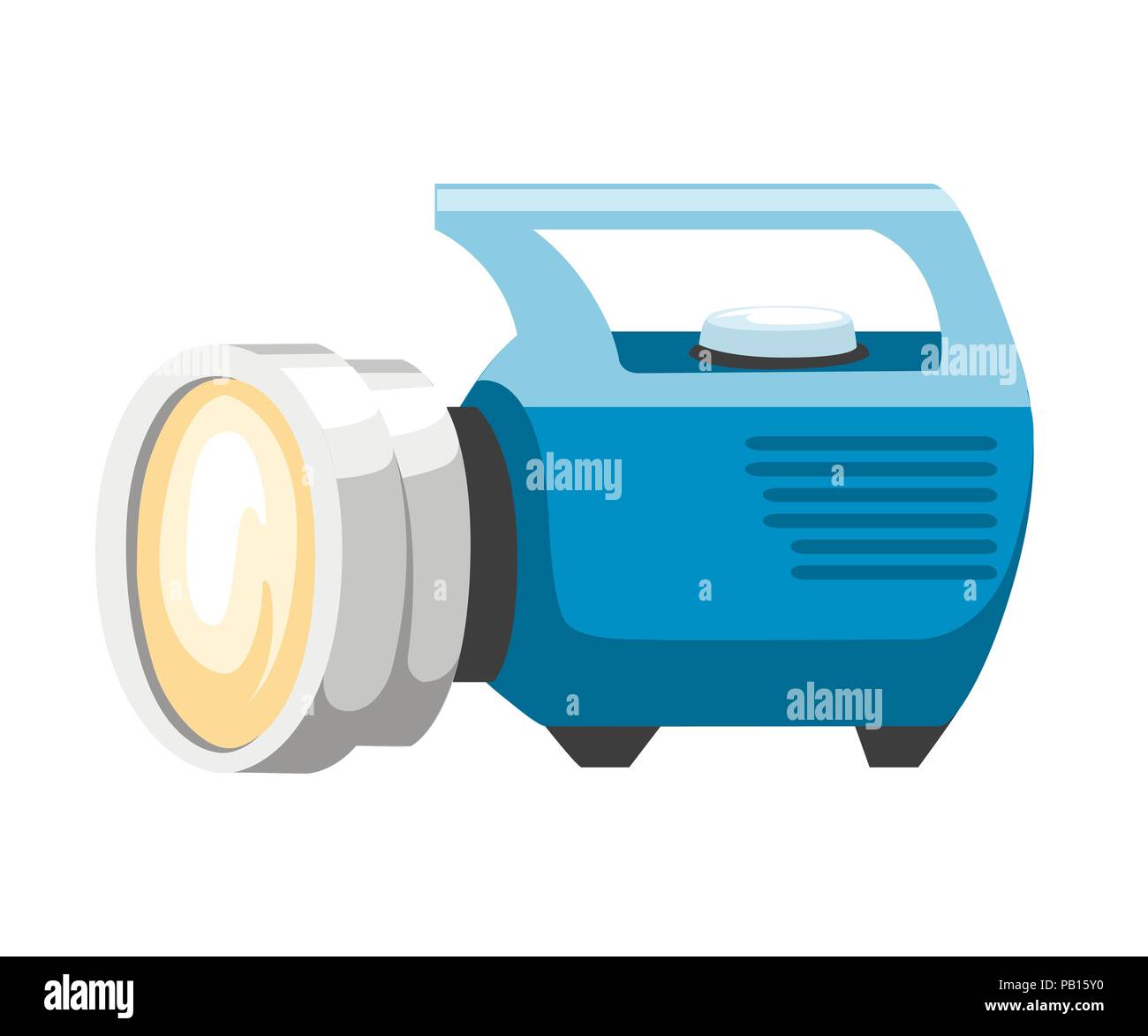 Big blue Taschenlampe. Touristische oder spezielle Taschenlampe mit Griff. Flache Vector Illustration auf weißem Hintergrund. Stock Vektor