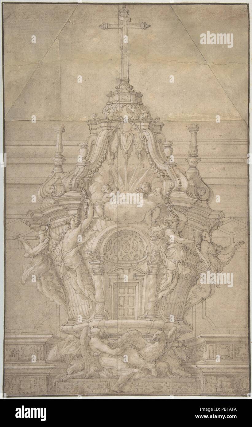 Design für eine Wohnung. Künstler: Pierre Puget (Französisch, Château Follet Fougette 1620-1694). Abmessungen: 15 3/8 x 9 5/8 in. (39 x 24,4 cm). Datum: Ca. 1650-60. Museum: Metropolitan Museum of Art, New York, USA. Stockfoto