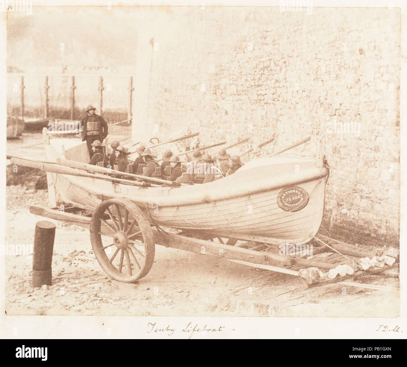 Tenby Rettungsboot. Artist: John dillwyn Llewelyn (Britisch, Swansea, Wales 1810-1882 Swansea, Wales). Abmessungen: Bild: 15,9 × 20,2 cm (6 1/4 x 7 15/16 in.). Datum: 1853-56. Museum: Metropolitan Museum of Art, New York, USA. Stockfoto