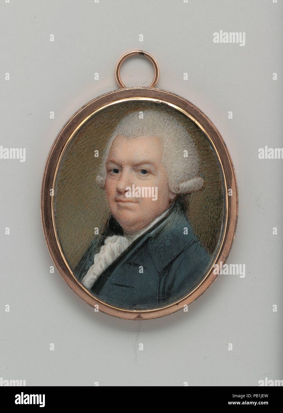 Stephen Hooper. Artist: Henry Pelham (Amerikanische, Boston, Massachusetts 1749-1806 Dublin). Abmessungen: 1 7/8 x 1 1/2 in. (4,6 x 3,7 cm). Datum: 1773. Der stiefbruder von John Singleton Copley, Pelham wurde in Boston geboren und Copley in seiner Arbeit unterstützt. Er lernte von ihm die Kunst, Miniaturen, sowohl in Öl auf Kupfer und Aquarell auf Elfenbein, während der späten 1760er. Er scheint das Handwerk in ernsthaftem während der 1770er Jahre, die Zeit des Copley arbeiten in kleinen Format genommen zu haben zugunsten größerer Kommissionen gefallen war. Pelham zog später nach London und weiter Miniaturen zu malen. Seine Amerika Stockfoto