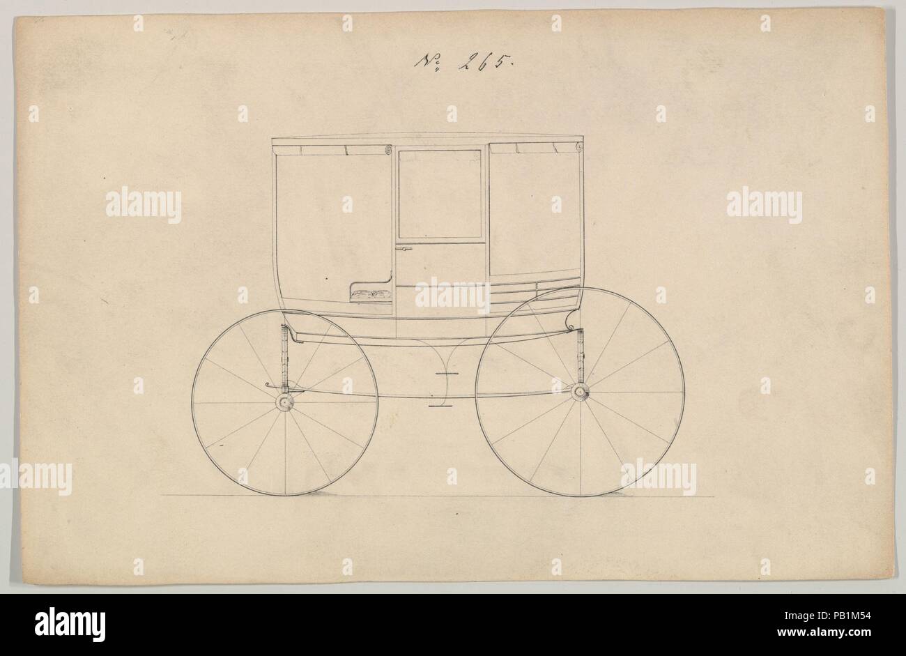 Design für Rockaway, nein. 265. Maße: Blatt: 5 13/16 x 8 7/8 in. (14,8 x 22,5 cm). Hersteller: Brewster & Co (American, New York). Datum: 1850-1910. Brewster & Unternehmen Geschichte Gegründet 1810 von James Brewster (1788-1866) in New Haven, Connecticut, Brewster&Company, bei der Herstellung von feinen Wagen spezialisiert. Der Gründer eröffnet Showroom in New York 1827 am 53-54 Broad Street, und das Unternehmen unter Generationen der Familie Führung blühte. Expansion erforderte bewegt sich rund um Manhattan, mit Namen Änderungen betreffen, die die Schichten von Management - James Brewster & Söhne betreiben Stockfoto