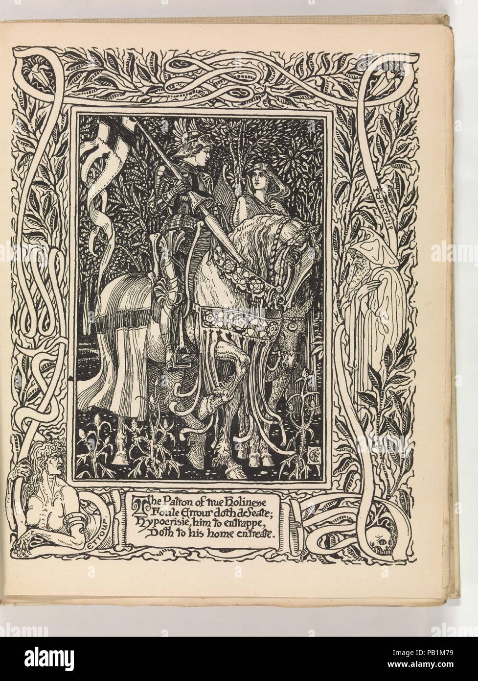 Die Faerie Queene, ein Gedicht in sechs Bücher mit dem Fragment Mutabilitie: Buch I. Autor: Edmund Spenser (Briten, London 1552?-1599 London). Abmessungen: 11 1/4 x 8 3/4 x 1 3/4 in. (28,5 × 22,2 × 4,5 cm). Herausgeber: Thomas James Klug (British, 1839-1957). Illustrator: Walter Crane (Briten, Liverpool 1845-1915 Horsham). Drucker: Charles Whittingham [älteren] (London). Herausgeber: George Allen & Co., Ltd., London. Datum: 1894-97. Museum: Metropolitan Museum of Art, New York, USA. Stockfoto