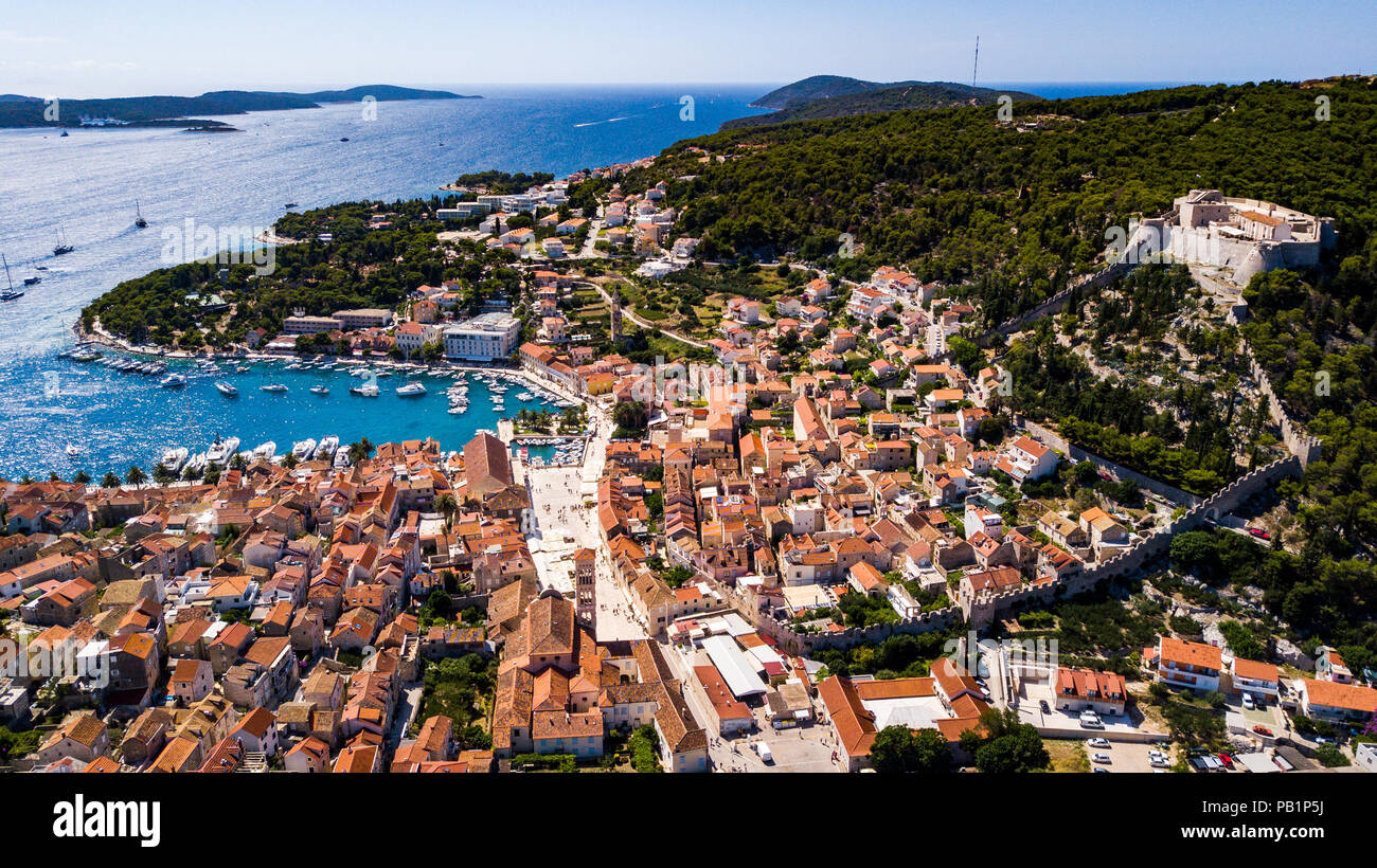 Luftaufnahme von Hvar, Kroatien Stockfoto