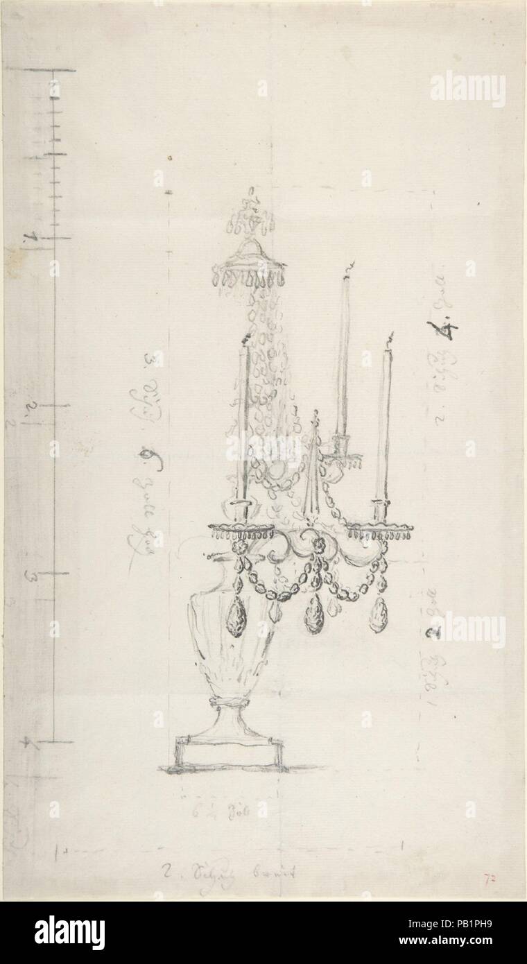 Entwürfe für ein Kronleuchter. Künstler: Anonym, Französisch, 18. Abmessungen: 14 x 8 1/8 in. (35,6 x 20,7 cm). Datum: Ca. 1770-90. Museum: Metropolitan Museum of Art, New York, USA. Stockfoto